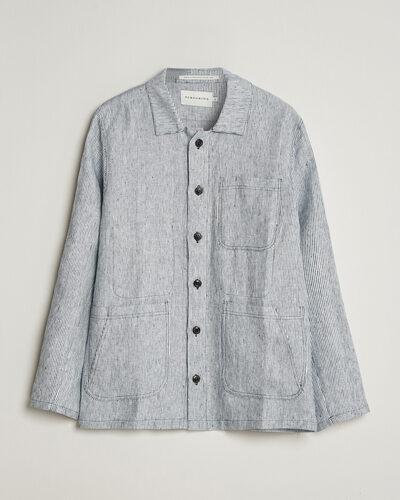 Peregrine Windsor Linen Shacket Navy Stripe