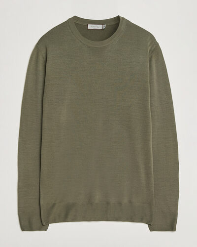Canali Merino Wool Crew Neck Olive