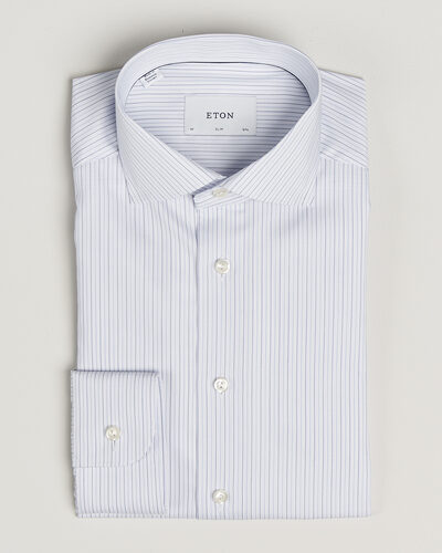 Eton Slim Fit Fine Twill Striped Shirt Light Blue