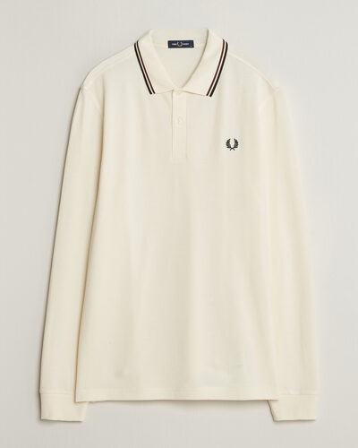Fred Perry Twin Tipped Long Sleeve Polo Shirt Ecru