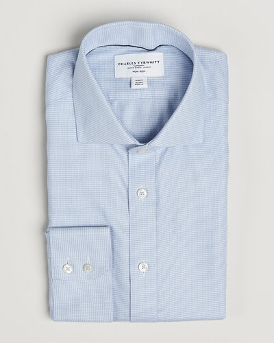 Charles Tyrwhitt Slim Fit Non Iron Trafalgar Weave Shirt Sky Blue