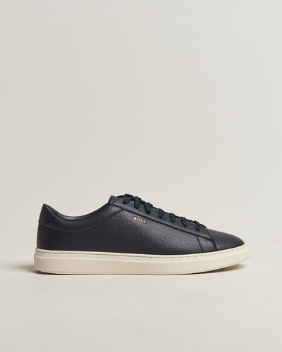 BOSS BLACK Kieran Grained Leather Sneaker Dark Blue