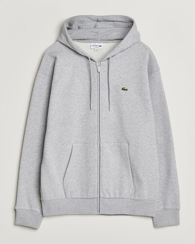 Lacoste Full Zip Hoodie Silver Chine