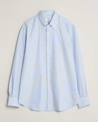 Mazzarelli Soft Oxford Button Down Shirt Light Blue Stripe