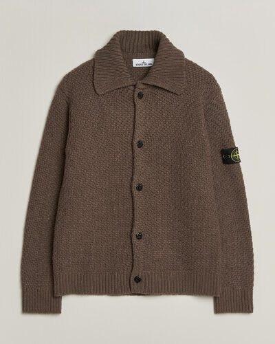 Stone Island Basket Stitch Lambswool Cardigan Umber Melange