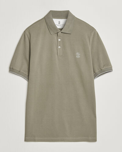 Brunello Cucinelli Short Sleeve Logo Polo Olive