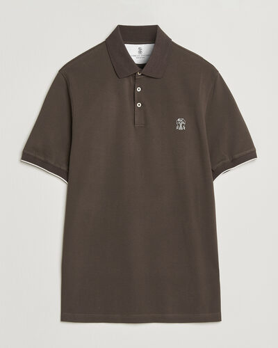 Brunello Cucinelli Short Sleeve Logo Polo Dark Brown