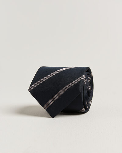 Brunello Cucinelli Regimental Stripe Silk Tie Navy