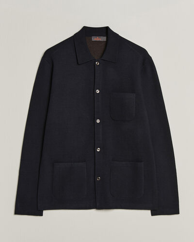 Morris Dudley Knitted Overshirt Navy