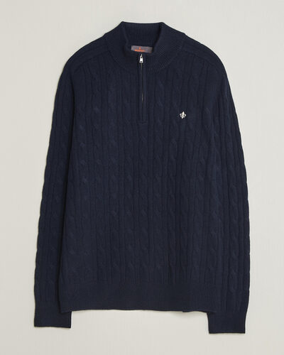 Morris Hertford Cable Half Zip Navy