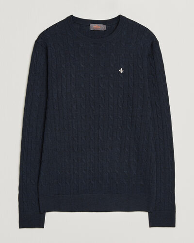 Morris Merino Cable O-Neck Navy