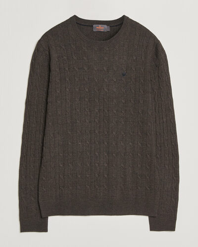 Morris Merino Cable O-Neck Brown