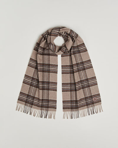 Amanda Christensen Wool Check Scarf Beige