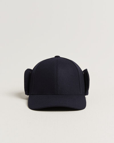 Varsity Headwear Merino Wool Earflap Baseball Cap Dark Navy