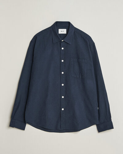 NN07 Dino Brushed Flannel Shirt Navy Blue
