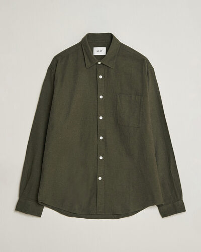 NN07 Dino Brushed Flannel Shirt Dark Army