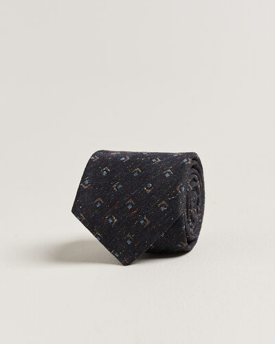 Stenströms Woven Herringbone Silk Tie 7,5cm Navy