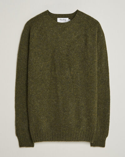 Harley Of Scotland Brushed Supersoft Lambswool Crewneck Scots Pine