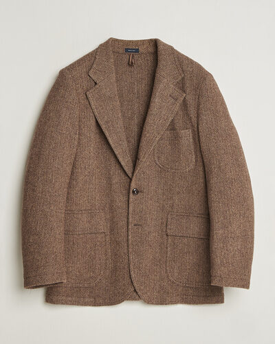 Drake's MKVII Tweed Herringbone Games Blazer Brown
