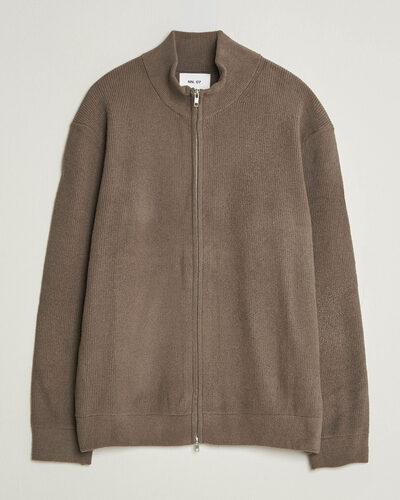 NN07 Danny Rib Knitted Full Zip Mable Husk