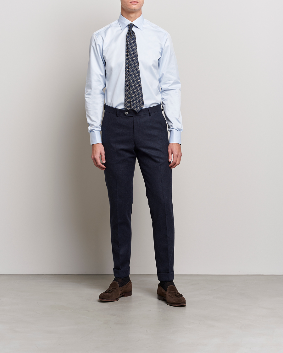 Men | Shirts | Stenströms | Fitted Body Shirt Double Cuff Blue