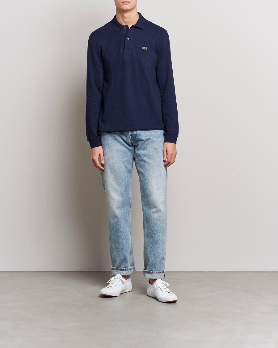 Men | Polo Shirts | Lacoste | Original Long Sleeve Polo Piké Navy Blue