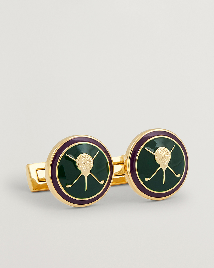 Men | Cufflinks | Skultuna | Cuff Links Golf Gold/Green