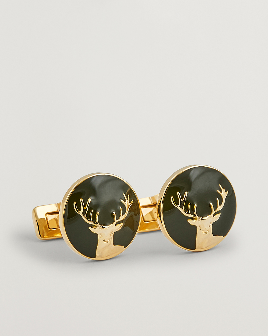 Men | Cufflinks | Skultuna | Cuff Links Hunter Dear Gold/Green