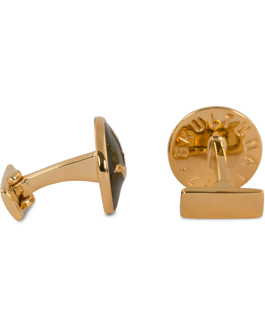 Men | Cufflinks | Skultuna | Cuff Links Hunter Flying Duck Gold/Green