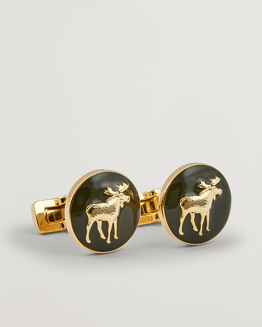 Men | Skultuna Cuff Links Hunter The Moose Gold/Green | Skultuna | Cuff Links Hunter The Moose Gold/Green