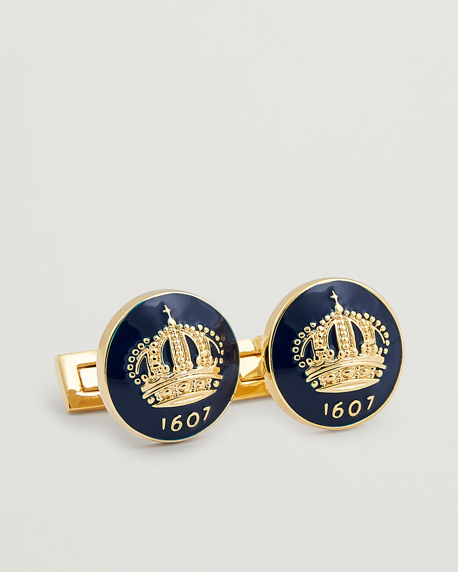 Men | Cufflinks | Skultuna | Cuff Links The Crown Gold/Royal Blue