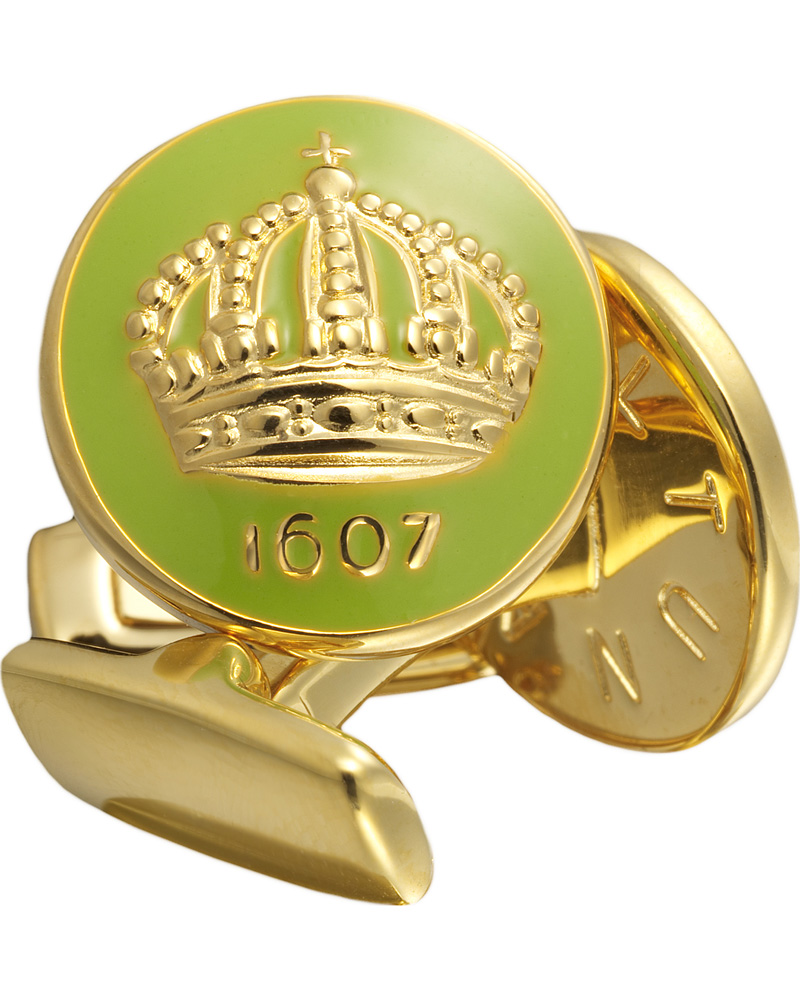 Men | Skultuna Cuff Links The Crown Gold/Lime Green | Skultuna | Cuff Links The Crown Gold/Lime Green