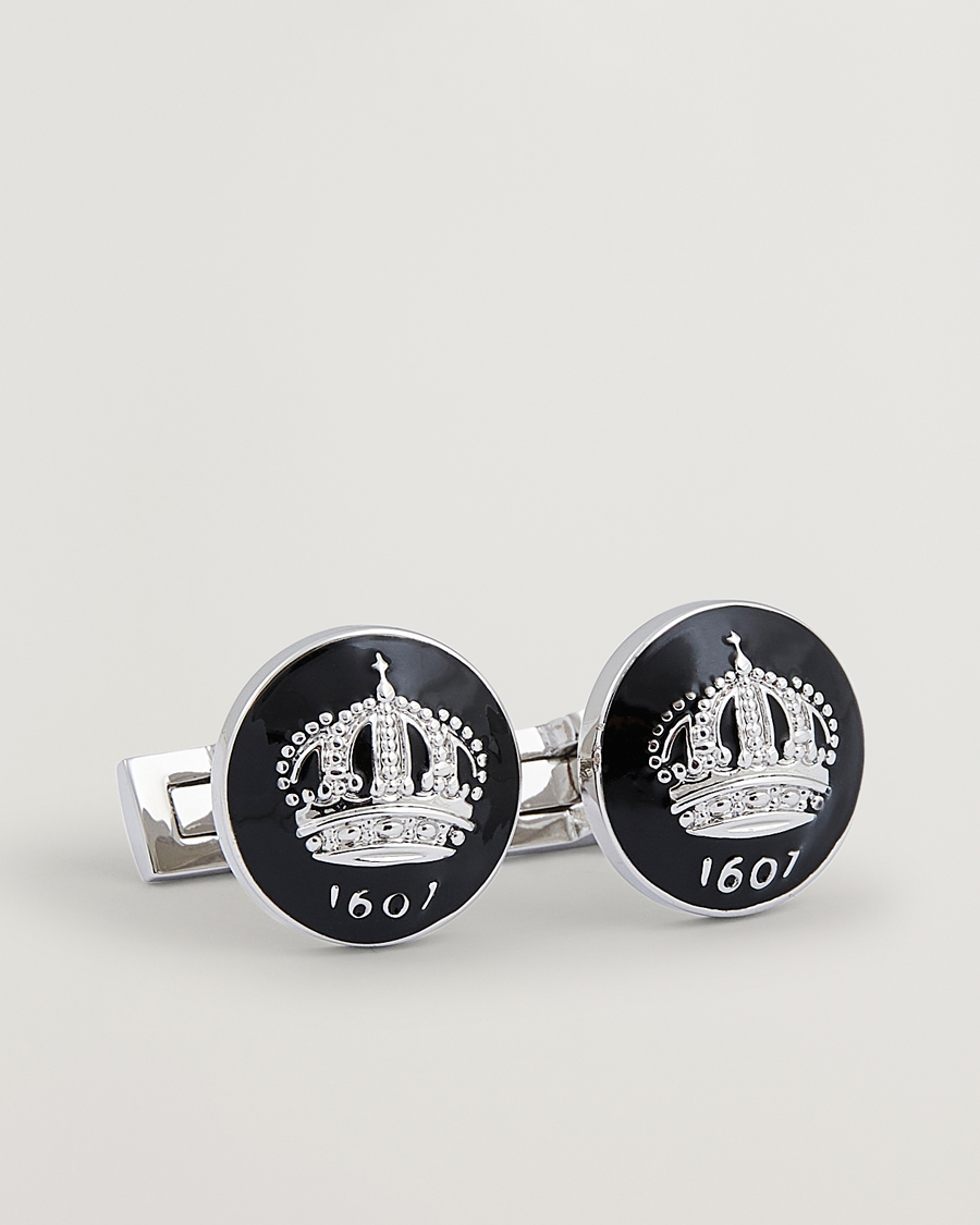Men | Cufflinks | Skultuna | Cuff Links The Crown Silver/Baroque Black