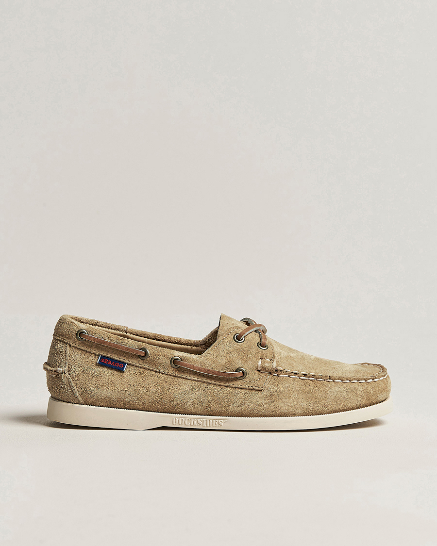 Men | Boat Shoes | Sebago | Docksides Suede Boat Shoe Beige Camel