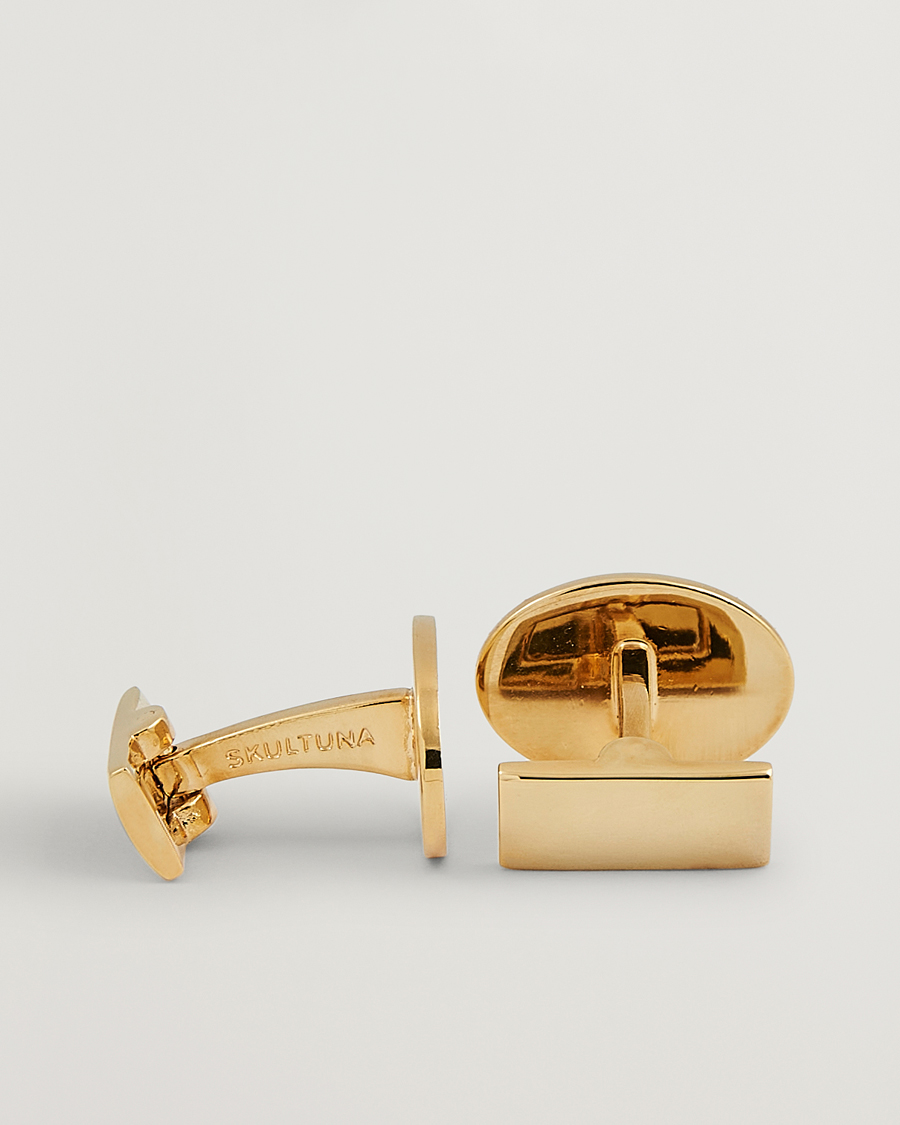 Men | Cufflinks | Skultuna | Cuff Links Black Tie Collection Oval Gold