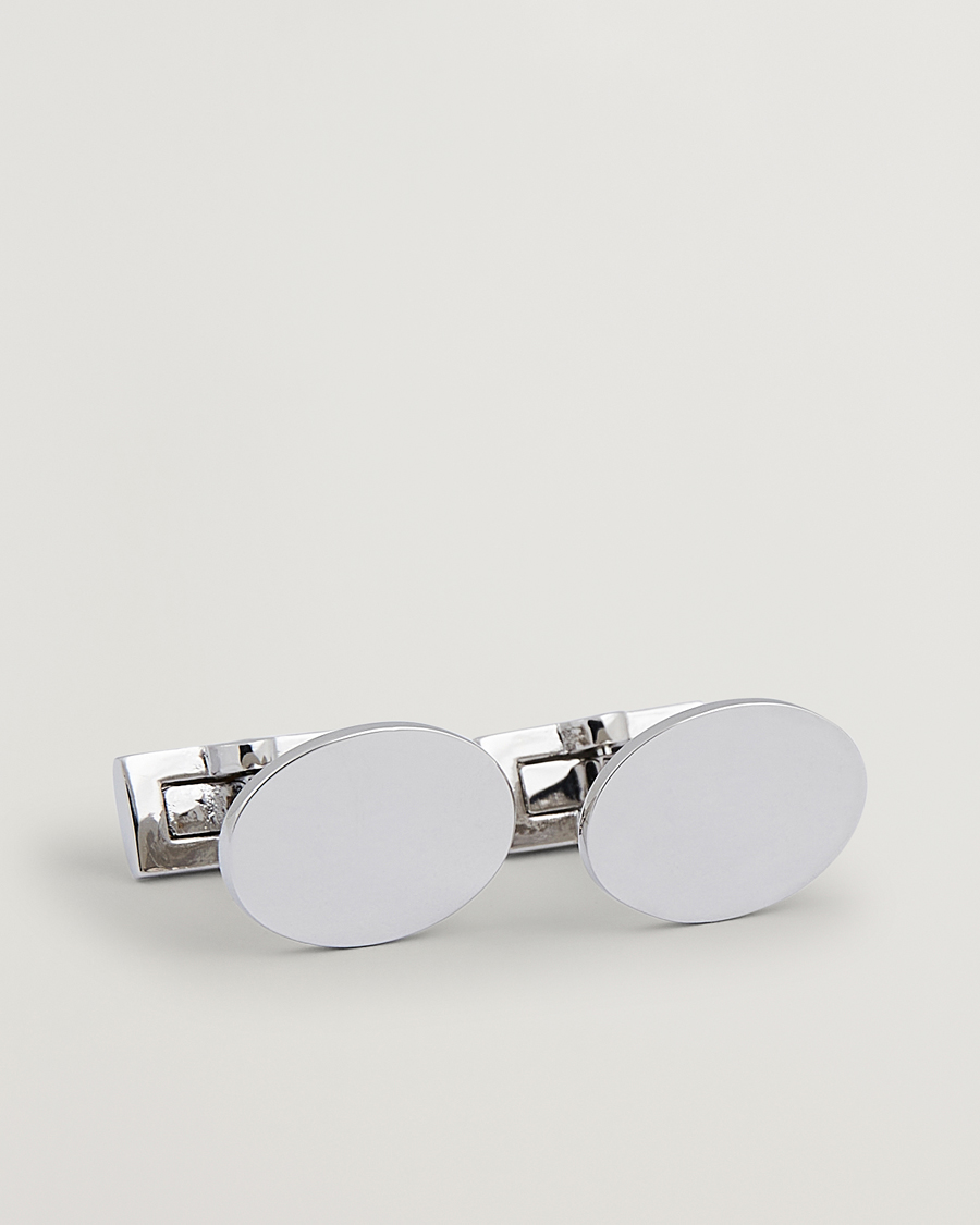 Men | Cufflinks | Skultuna | Cuff Links Black Tie Collection Oval Silver