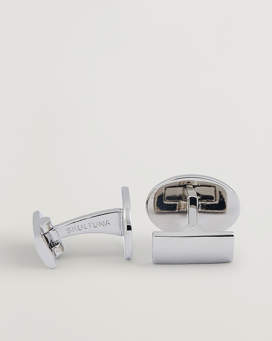 Men | Cufflinks | Skultuna | Cuff Links Black Tie Collection Oval Silver
