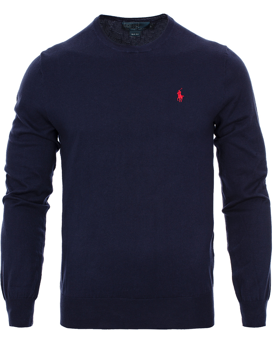 Men | Sweaters & Knitwear | Polo Ralph Lauren | Slim Fit Pima Cotton Crew Neck Pullover Hunter Navy