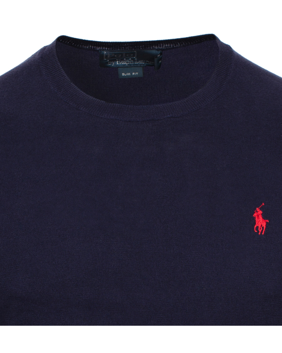 Men | Sweaters & Knitwear | Polo Ralph Lauren | Slim Fit Pima Cotton Crew Neck Pullover Hunter Navy