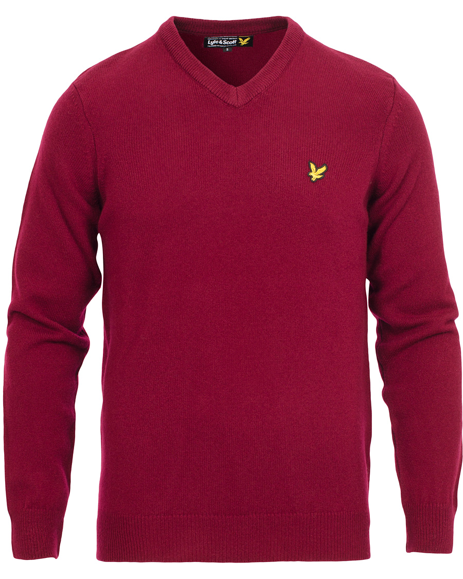 Men | Sweaters & Knitwear | Lyle & Scott | Lambswool V-Neck Pullover Claret Jug