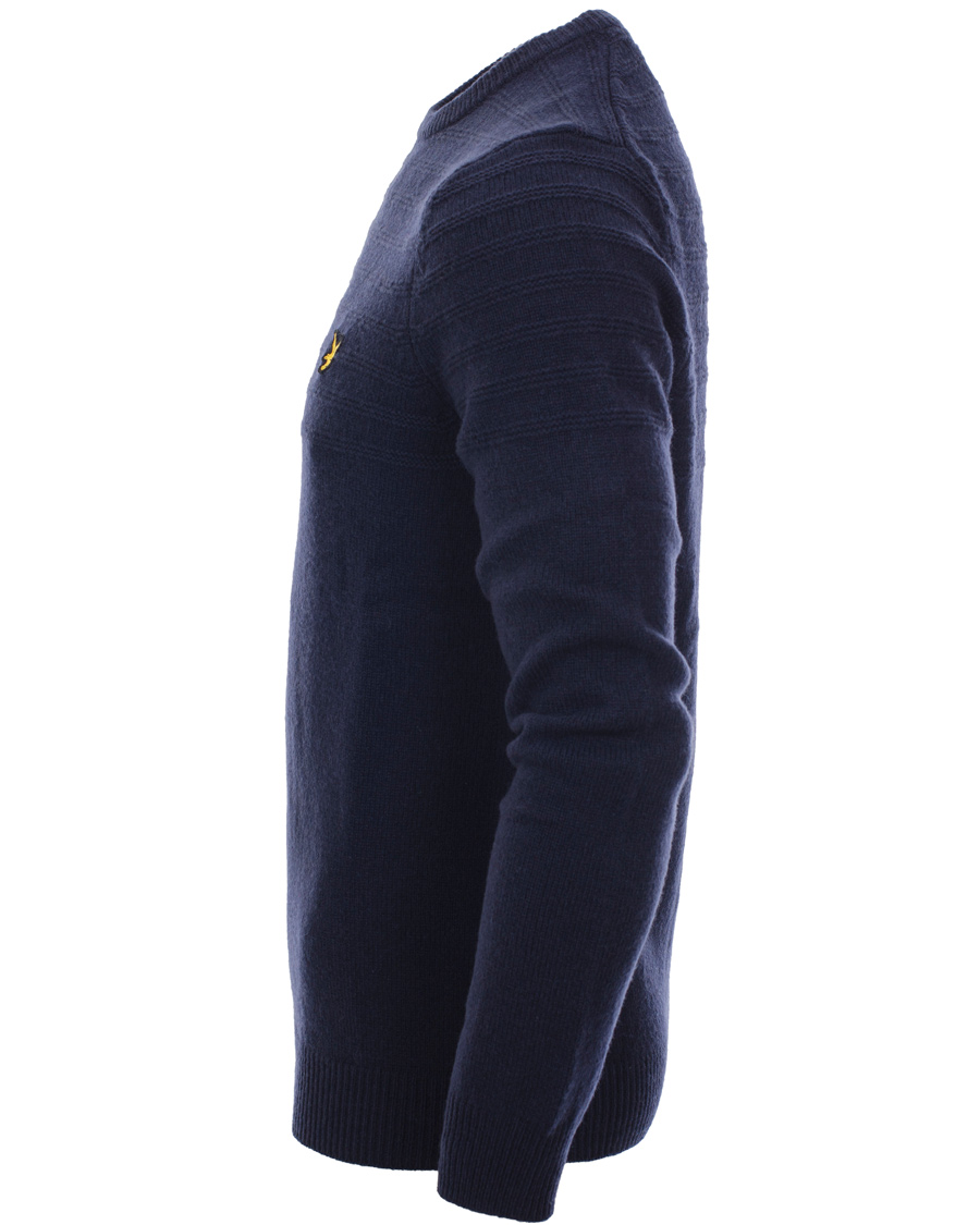 Men | Sweaters & Knitwear | Lyle & Scott | Crew Neck Garter Stitch Interest Pullover New Navy