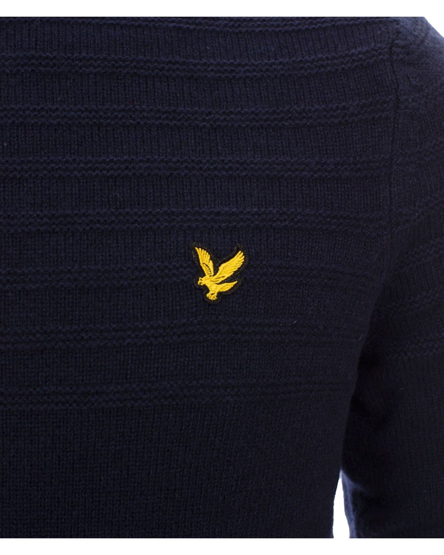 Men | Sweaters & Knitwear | Lyle & Scott | Crew Neck Garter Stitch Interest Pullover New Navy
