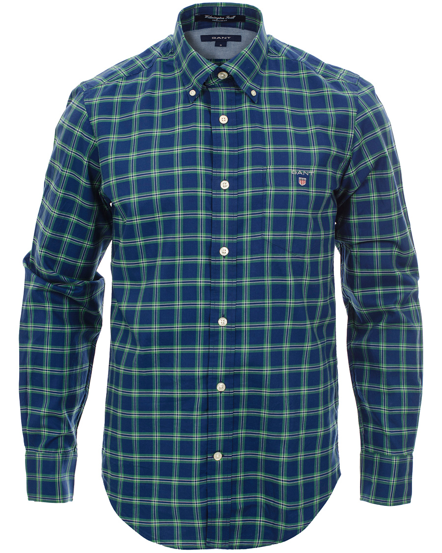 Men | Shirts | GANT | Wilmington Twill Check Regular Fit Shirt Bottle Green