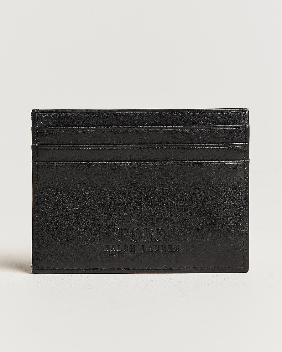 Men | Polo Ralph Lauren Pebble Leather Slim Card Case Black | Polo Ralph Lauren | Pebble Leather Slim Card Case Black