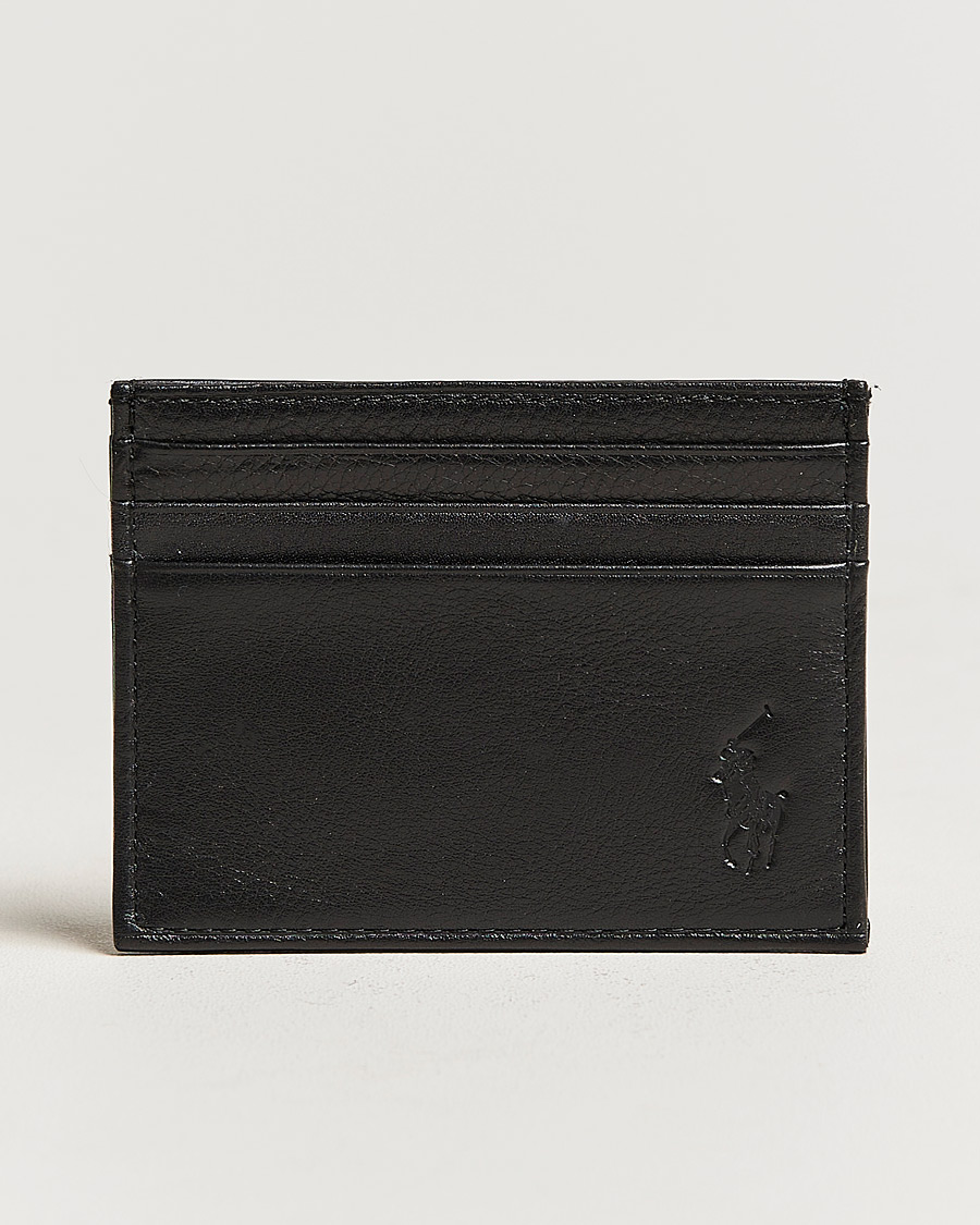 Men | Polo Ralph Lauren Pebble Leather Slim Card Case Black | Polo Ralph Lauren | Pebble Leather Slim Card Case Black