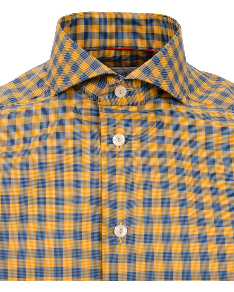 Men | Shirts | Eton | Slim Fit Shirt Red Ribbon Check Mustard Yellow