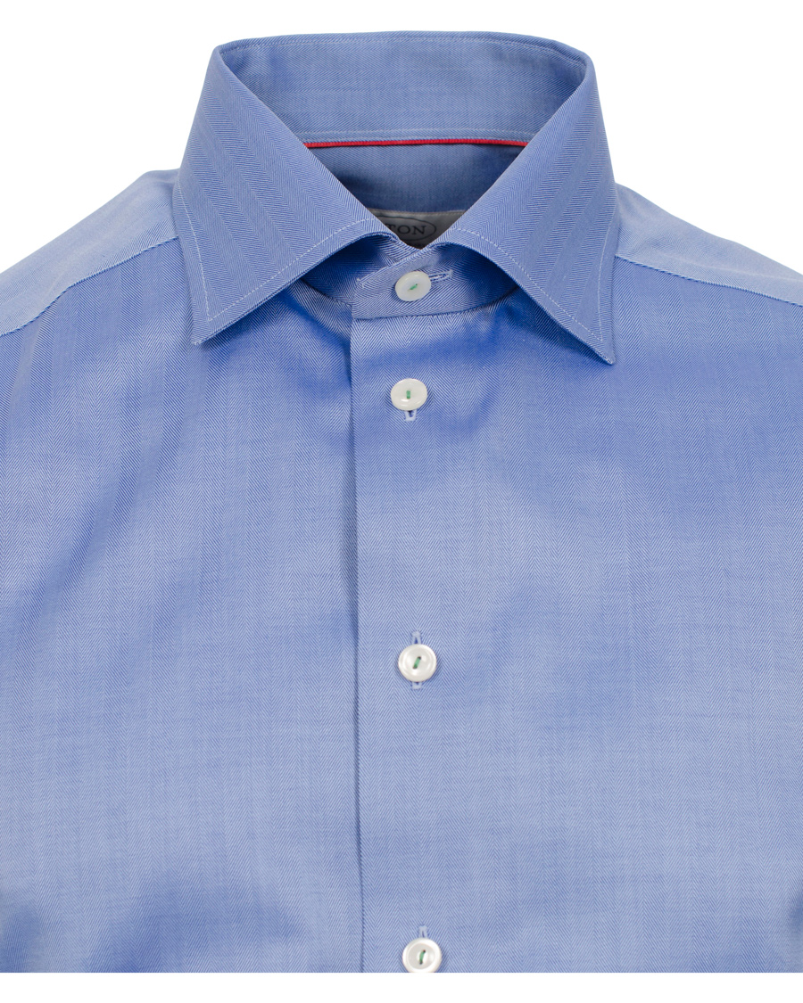 Men | Shirts | Eton | Contemporary Fit Shirt Red Ribbon Herringbone Blue