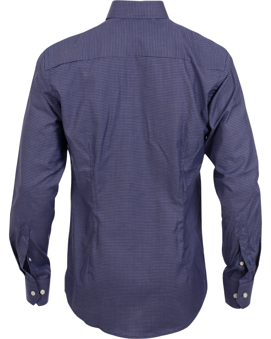 Men | Shirts | Eton | Slim Fit Shirt Red Ribbon Micro Check Dark Blue