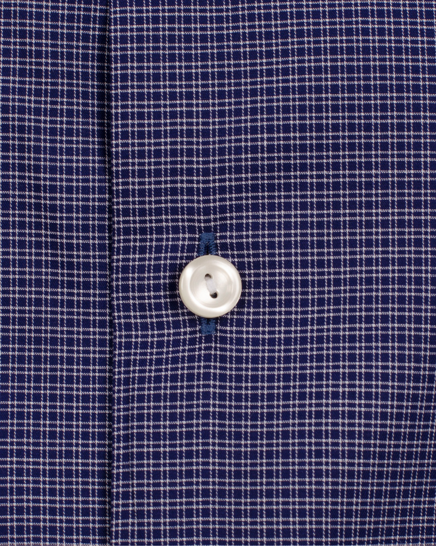 Men | Shirts | Eton | Slim Fit Shirt Red Ribbon Micro Check Dark Blue