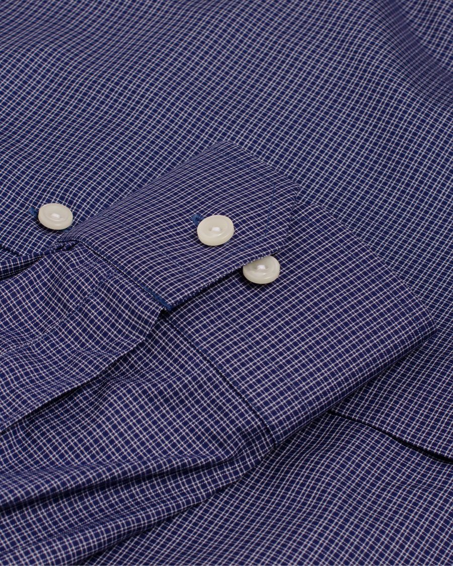 Men | Shirts | Eton | Slim Fit Shirt Red Ribbon Micro Check Dark Blue